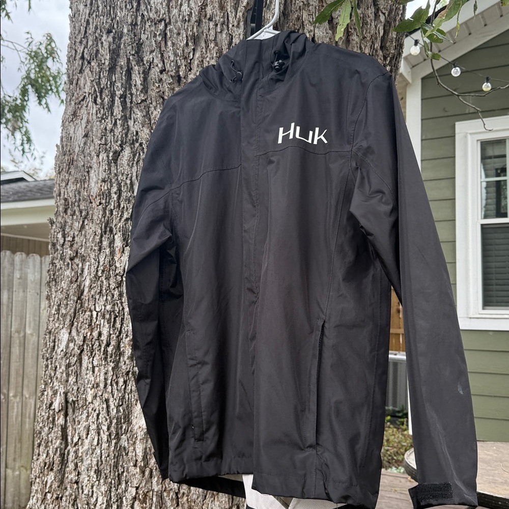 Huk Black Performance Jacket, Mens Size Small